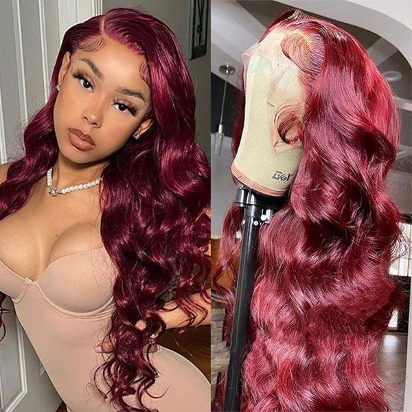 Body WaveVRBest 99J 13x4 Lace Front Wigs Colored Human Hair 