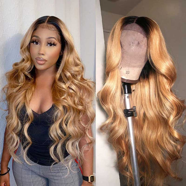 Ombre 1B 27 VRBest 13x4 Lace Front Wigs Body Wave Colored